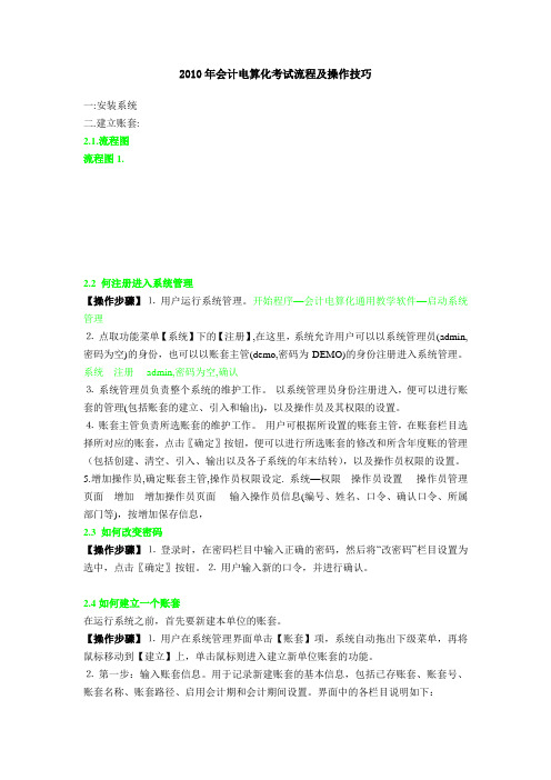 2012年会计电算化考试流程及操作技巧