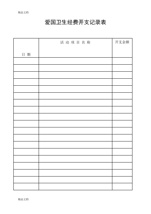 最新爱国卫生经费开支记录表