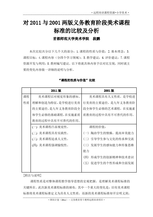 课程标准修订的前后比较