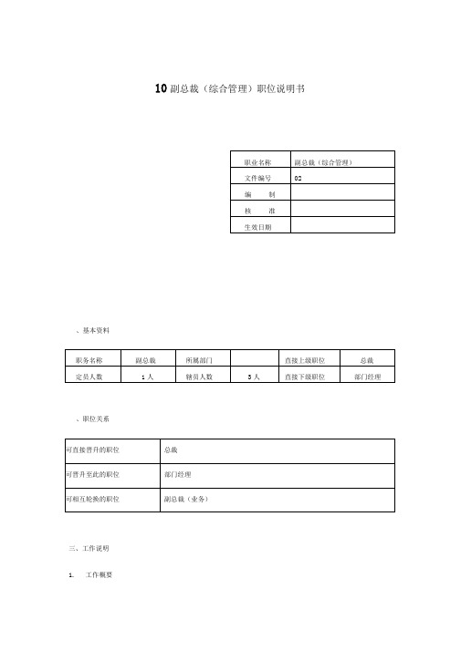 副总裁岗位职务说明(2页)