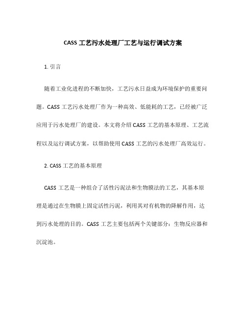 CASS工艺污水处理厂工艺与运行调试方案