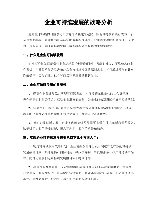 企业可持续发展的战略分析