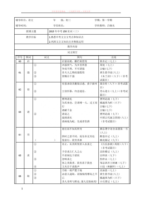 上海初三复习——150文言文实词复习讲义