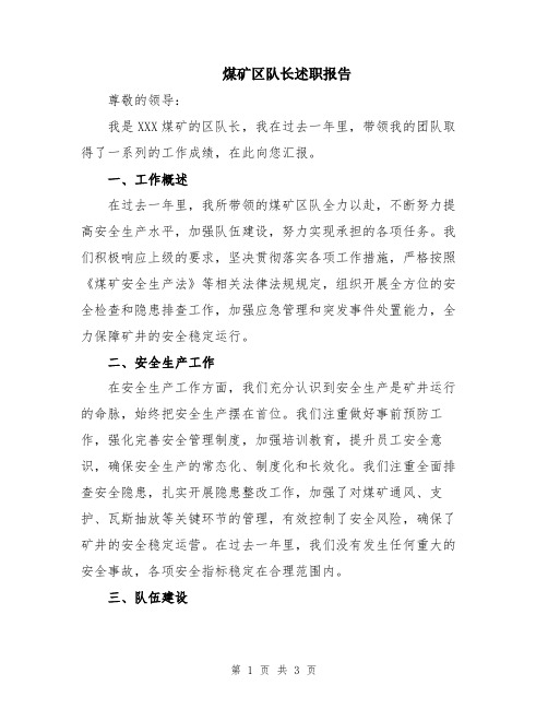 煤矿区队长述职报告