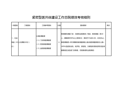 紧密型医共体建设工作总院绩效考核细则