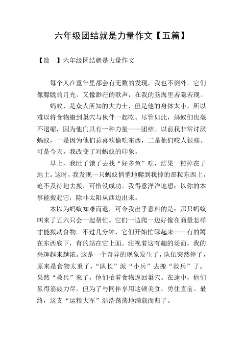 六年级团结就是力量作文【五篇】