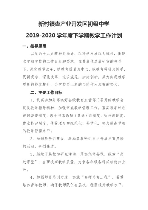 新村中学201-2020教学工作计划