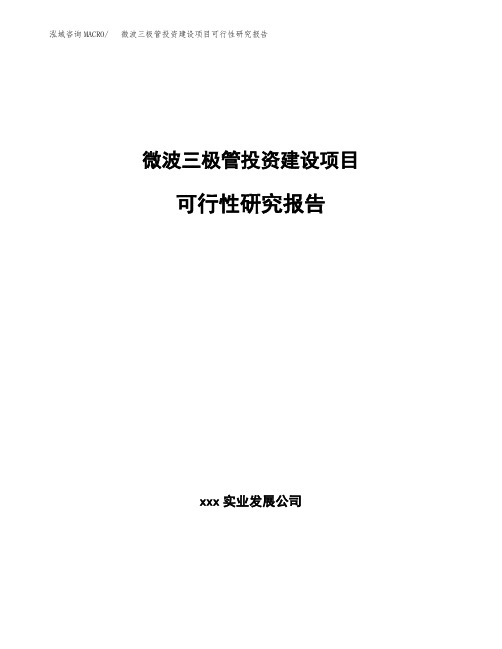 微波三极管投资建设项目可行性研究报告