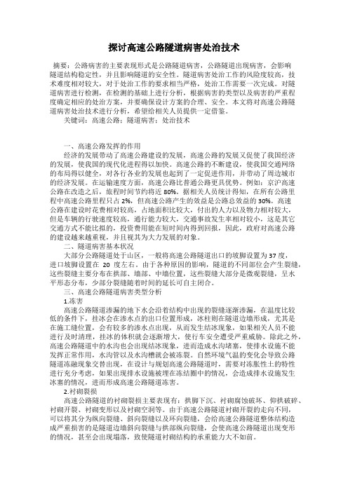 探讨高速公路隧道病害处治技术