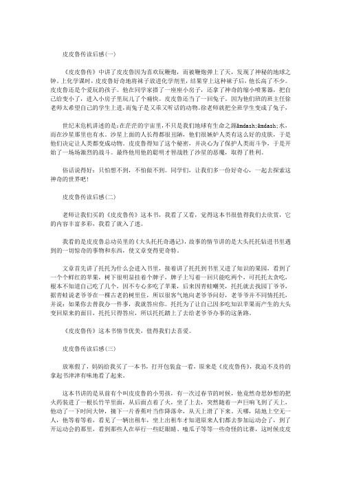 皮皮鲁传读后感  四篇