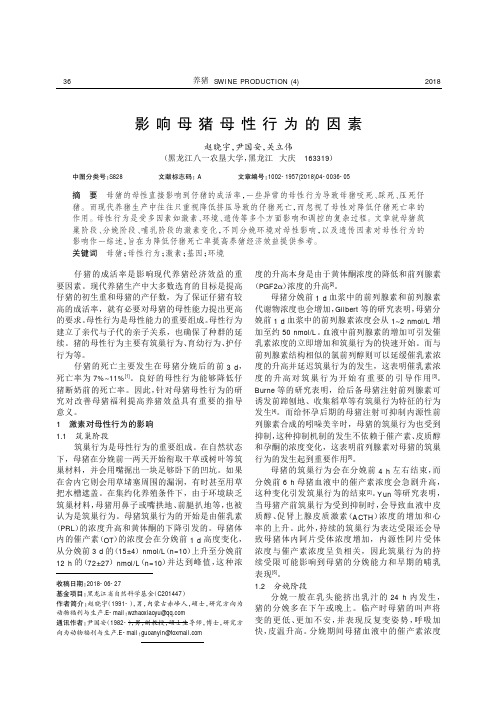 影响母猪母性行为的因素