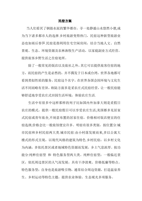 民宿方案【范本模板】