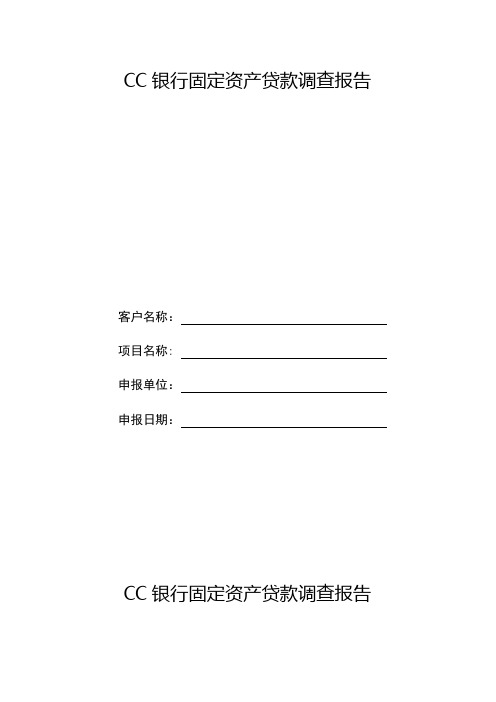 银行固定资产贷款调查报告