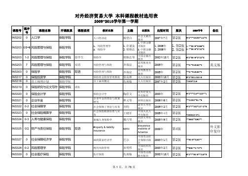 对外经贸大学本科课程教材选用表(学生版)