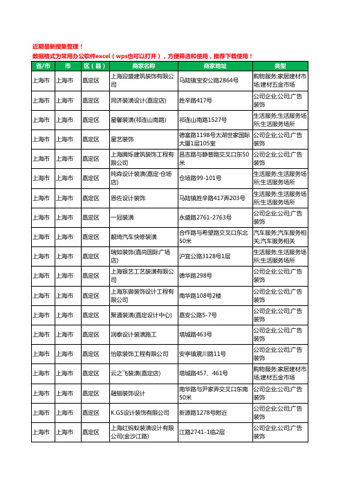 2020新版上海市上海市嘉定区装修公司工商企业公司商家名录名单黄页联系方式电话大全491家