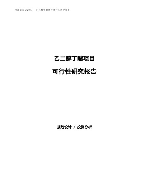乙二醇丁醚项目可行性研究报告发改委立项模板