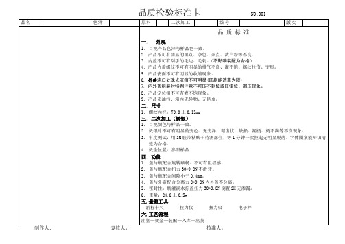品质检验标准卡