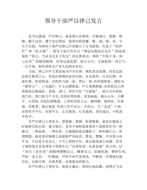 领导干部严以律己发言