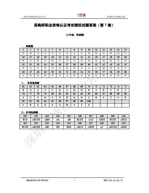 采购师模拟题答案第1套