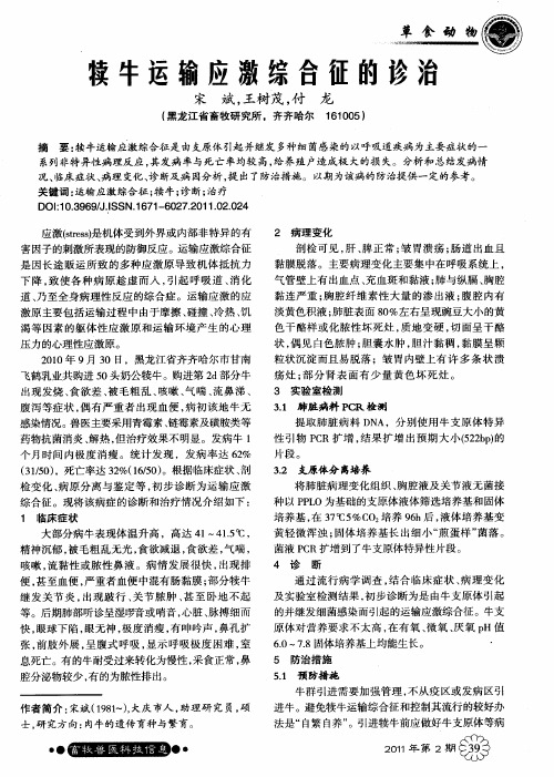 犊牛运输应激综合征的诊治