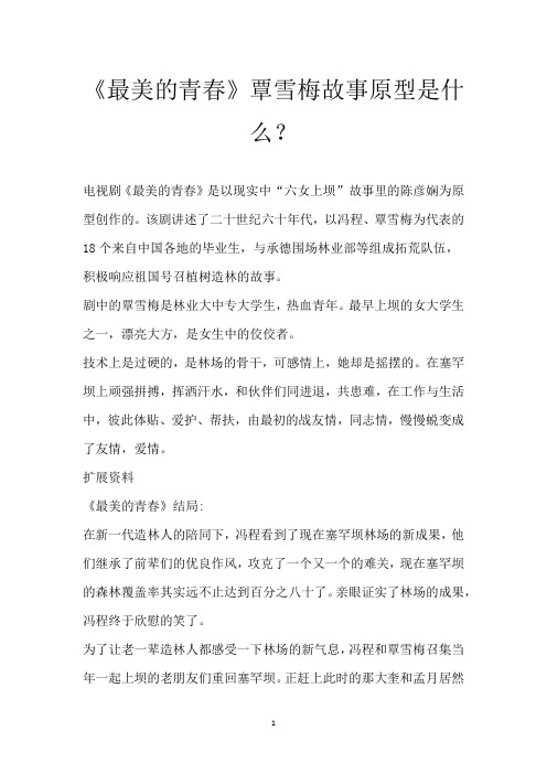 《最美的青春》覃雪梅故事原型是什么？