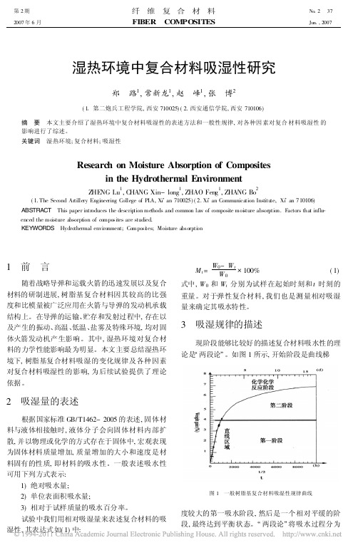 湿热环境中复合材料吸湿性研究