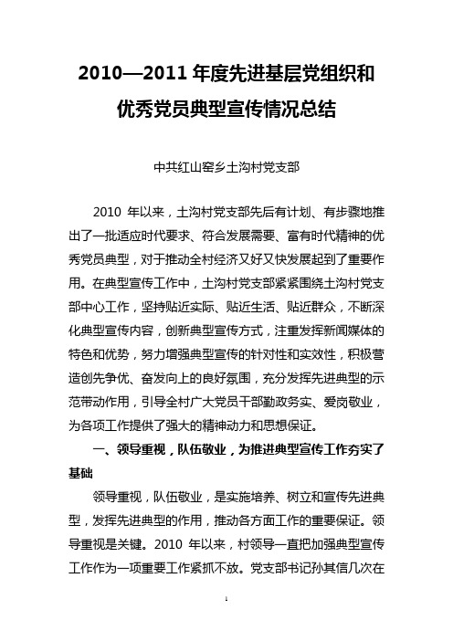 2010年—2011年度先进基层党组织和优秀党员典型宣传情况总结