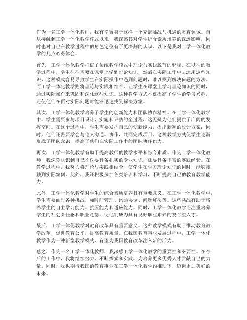 工学一体化教师心得体会