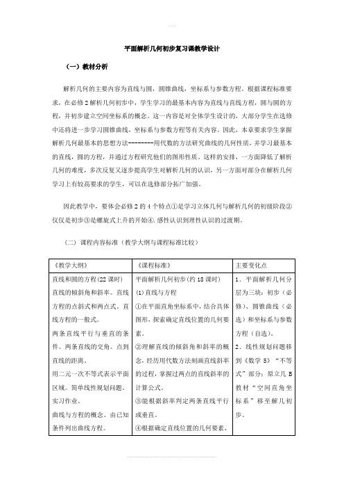 平面解析几何初步复习课教学设计