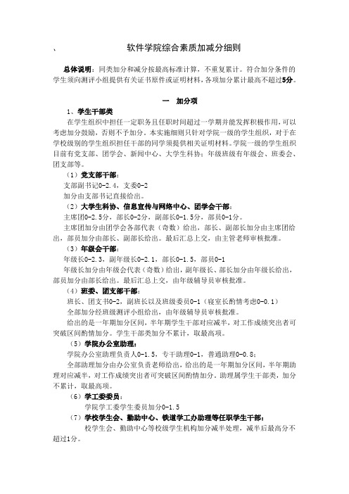 综合测评加减分细则-2014年