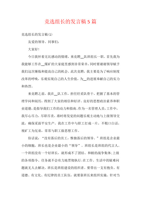 竞选组长的发言稿5篇