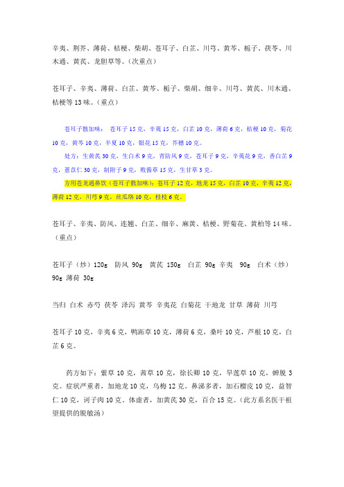 鼻炎药方