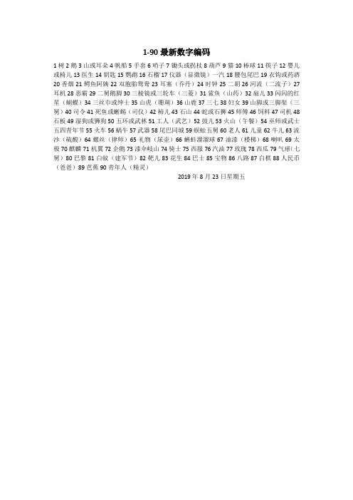 1-90数字编码