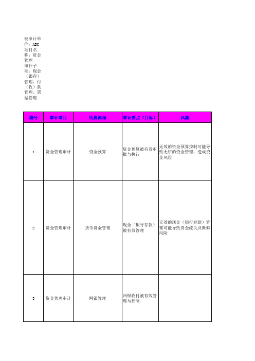 资金管理审计底稿