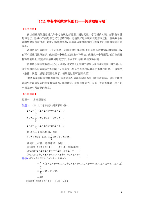 2011中考数学冲刺专题11 阅读理解问题 人教新课标版