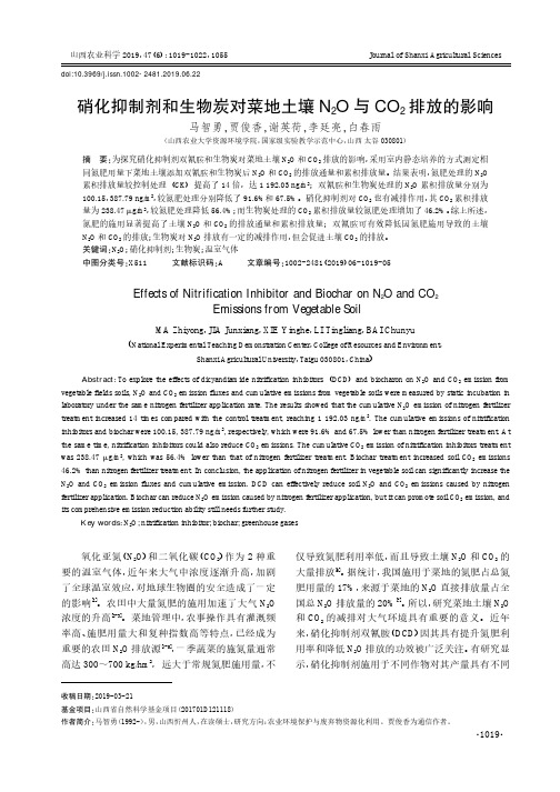 硝化抑制剂和生物炭对菜地土壤N2O与CO2排放的影响