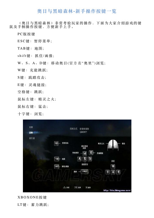 奥日与黑暗森林新手操作按键一览