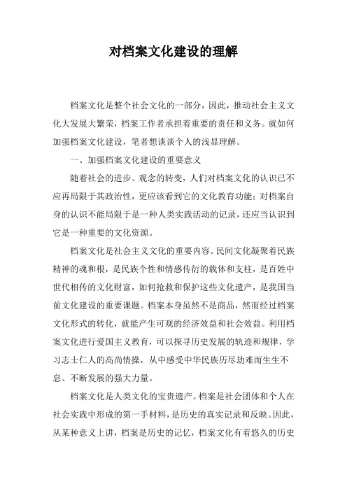对档案文化建设的理解