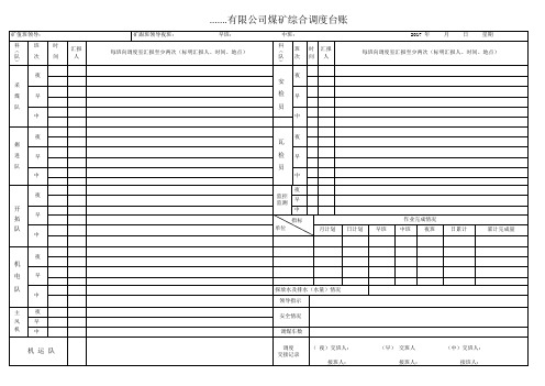 煤矿综合调度台账