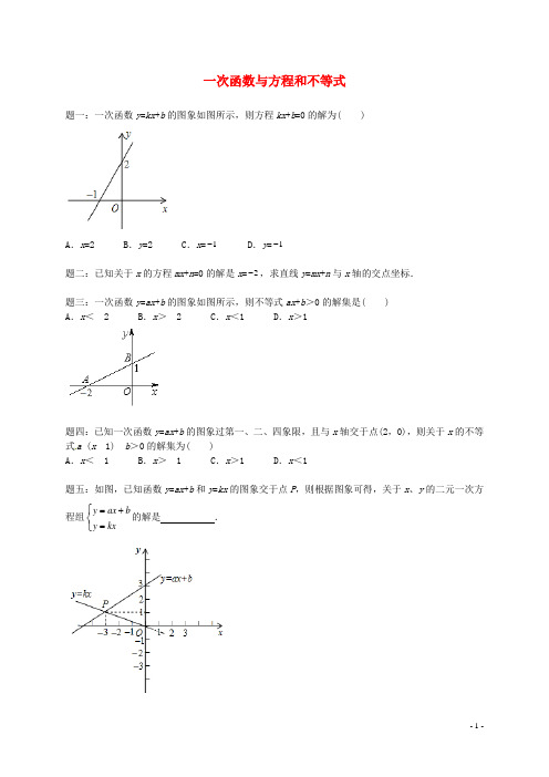 畅优新课堂八年级数学下册 19.2.3 一次函数与方程和不