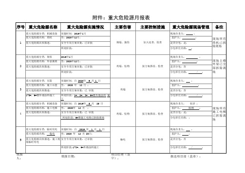 重大危险源月报表