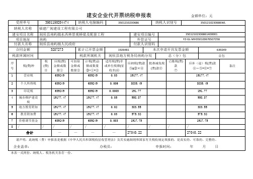 建安企业代开票纳税申报表