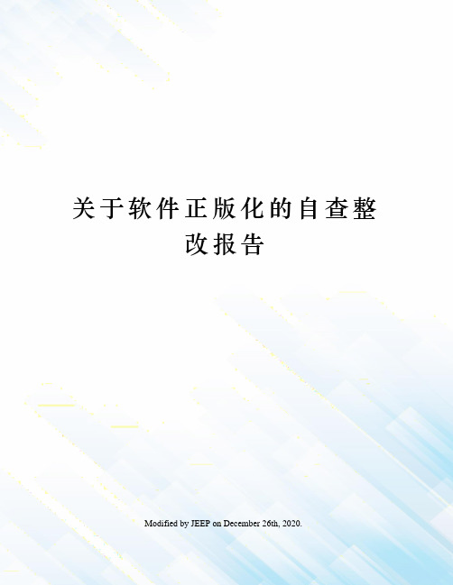 关于软件正版化的自查整改报告