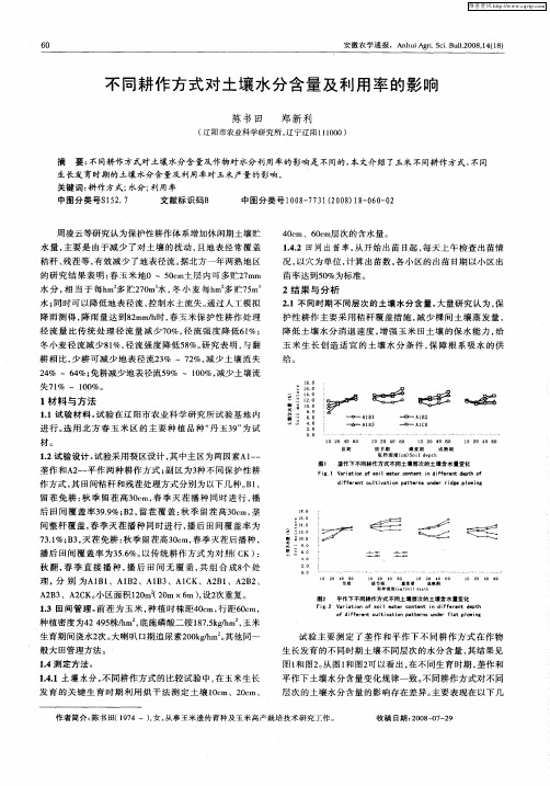 不同耕作方式对土壤水分含量及利用率的影响