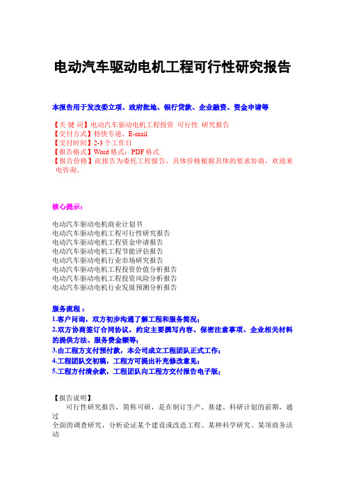 电动汽车驱动电机项目可研性研究报告
