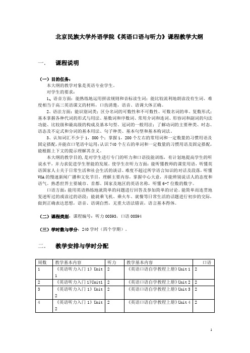 00593英语听力00594口语课程大纲