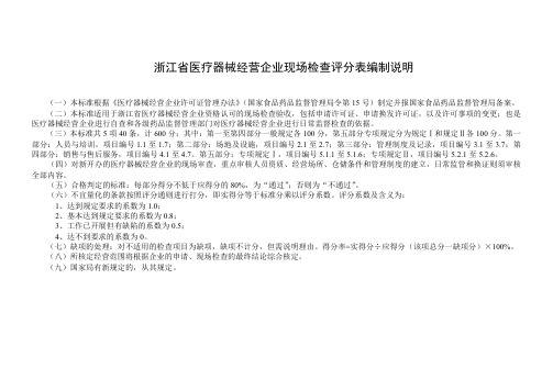医疗器械现场检查评分表