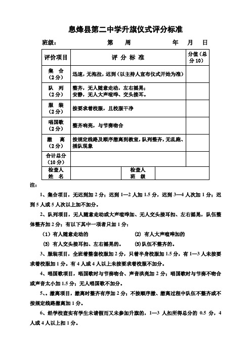 升旗仪式评分表格