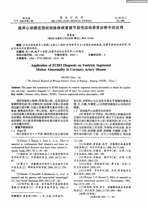 超声心动图在冠状动脉疾病室壁节段性运动异常诊断中的应用