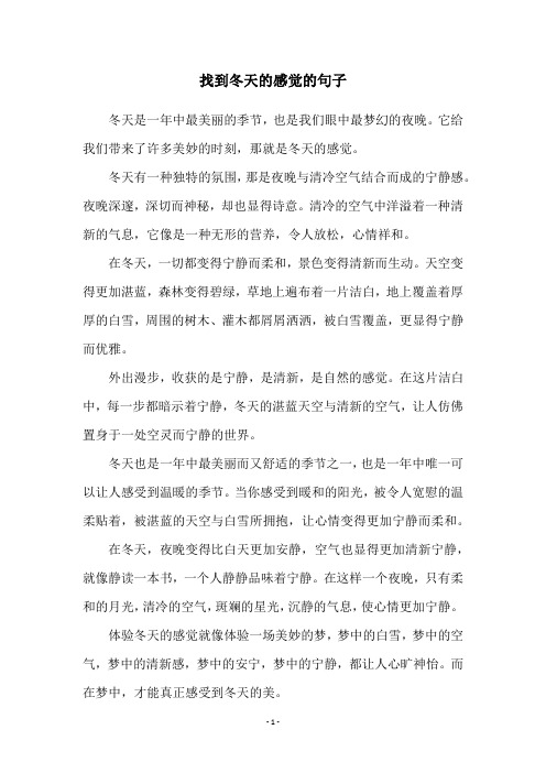 找到冬天的感觉的句子